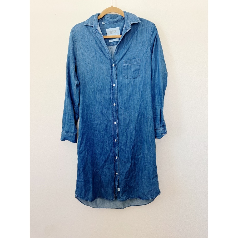 Grayson X Frank and Eileen Hero Blue Chambray Cotton Midi Shirt Dress S